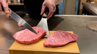 Japans Richest Steaks  handled by Rare Teppanyaki Chef [upl. by Mavis148]