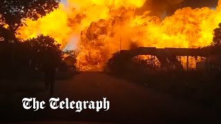 Moment fuel tanker explodes in South Africa killing eight people [upl. by Lavine]