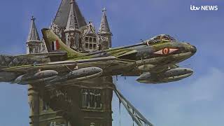 RAF pilot remembers flying Hawker Hunter jet through Tower Bridge  ITV News [upl. by Neiluj]