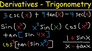 Derivatives of Trigonometric Functions  Product Rule Quotient amp Chain Rule  Calculus Tutorial [upl. by Airlia]