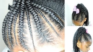 HOW TO CORNROWS CROCHET PONYTAIL FOR KIDS [upl. by Oinotnanauj]