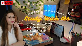 LIVE  10 Hrs 📚Study With Me  Pomodoro Timer 5010 amp Rain Sound  CA CMA CS NEET UPSC JEE [upl. by Holt]