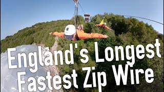 Englands longest and fastest Zip Line  Zip Wire  Hangloose Adventure at the Eden Project Cornwall [upl. by Naldo]