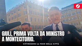 GIULI PRIMA VOLTA da ministro a MONTECITORIO “Ho già detto tutto” [upl. by Sorensen]