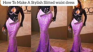 How To Cut and Sew a Stylish Slitted waist dress cutting and stitches [upl. by Lytton960]