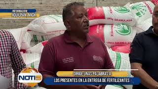 El delegado de la SADER dirige unas palabras a los presentes en la entrega de fertilizantes [upl. by Phillida]