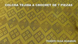 Colcha o cubrecama tejida a crochet de 7 piezas fácil de tejer paso a paso [upl. by Tuesday70]