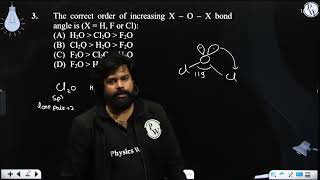 The correct order of increasing X O X bond angle is X  H F or Cl [upl. by Gennaro542]