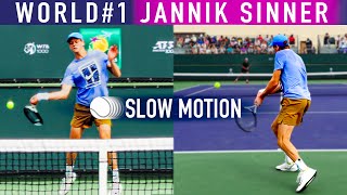 World 1 Jannik Sinners forehand backhand in 4K Slow Motion [upl. by Analise]