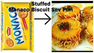 Stuffed Monaco Biscuit Sev Puri  Monaco Biscuit Sandwich [upl. by Leann]