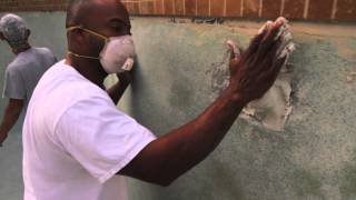 How to do Pool Resurfacing  Part One Travertine Pool Deck Pavers Refinish [upl. by Milde]