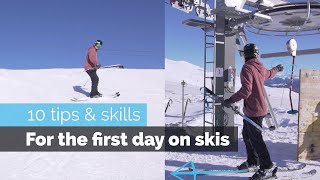 How to Ski  10 Beginner Skills for the First Day Skiing [upl. by Oryaj539]