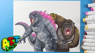 How to Draw Godzilla and Kong  Godzilla x Kong The New Empire [upl. by Notrom592]