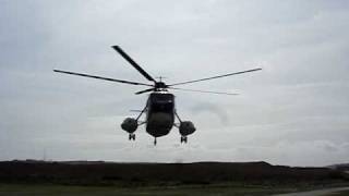 British International Helicopter sideways on Tresco  Scilly isles Sikorsky S61 [upl. by Chiquita]