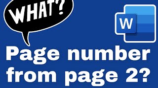 How to start page number from page 2 in Microsoft Word [upl. by Llovera]