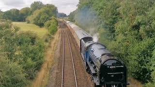 LNER 60532 Blue Peter steam locomotive passing codsall and penkridge 2924 [upl. by Kelson418]