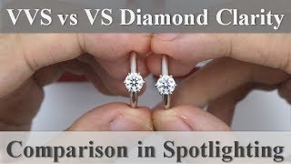 VVS vs VS Diamond Engagement Ring  Side by Side Comparison in Spotlight [upl. by Collimore194]