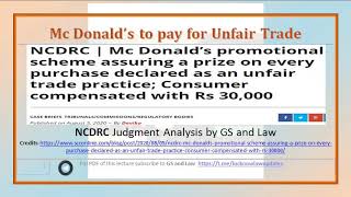 Mc Donalds scheme declared Unfair Trade Practice by NCDRC in HINDI by GS and Law [upl. by Nairred160]