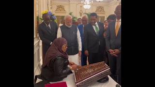 Santoor rhythm Tanzanian President Samia Suluhu Hassan tries her hands on Indian musical instrument [upl. by Eelyak]