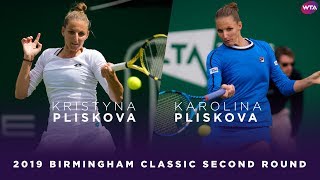 Kristyna Pliskova vs Karolina Pliskova  2019 Birmingham Classic Second Round  WTA Highlights [upl. by Aneehsor]