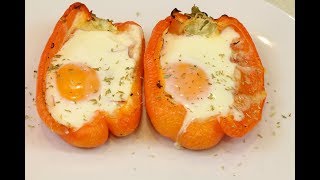 Pimientos rellenos de jamón queso y huevo  Receta fácil [upl. by Atekahs786]