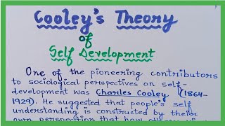 Looking glass self theory of SocialisationCooley Theory of Self Development [upl. by Kenlee453]