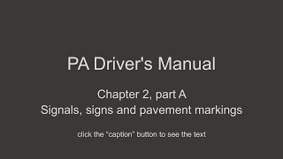 Pennsylvania Drivers Manual Chapter 2 part A [upl. by Philoo]