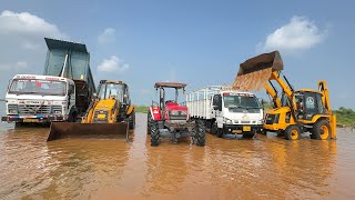 Washing My JCB 3dx  TATA Dump Truck  Mahindra Arjun 605  SML Truck in Pond [upl. by Emee]