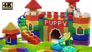 DIY  How To Build Castle Mud Dog House From Magnetic Balls  Satisfying   Magnet World 4K [upl. by Trellas]