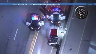 Driver in stolen vehicle crashes during highspeed pursuit in LA [upl. by Kristianson385]