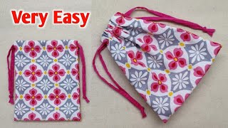 VERY EASY  Potli bag making  Sling bag cutting and stitching  How to make pouch bags at home [upl. by Anaahs746]