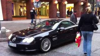 MUST SEE very LOUD Mercedes SL55 AMG with custom exhaust take off in Hamburg [upl. by Mun]