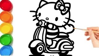 Beautiful Hello kitty Riding A Bike 🚲 Easy Step by Step Drawing [upl. by Dove55]