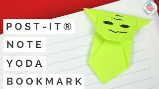 Easy Star Wars Origami  Postit® Note Crafts Yoda Bookmark Tutorial How to Make a Paper Yoda [upl. by Gee]