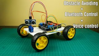 Arduino obstacle avoiding  voice control  Bluetooth control Robot  DIY Arduino Robot [upl. by Wera]