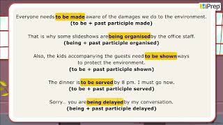 Verb plus ing or toinfinitive passive forms  Passives Voice  English grammar  iPrep [upl. by Pansie]