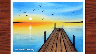 How to Draw Moonlight and Sunset  Oil Pastel Drawing For Beginners [upl. by Eitirahc342]