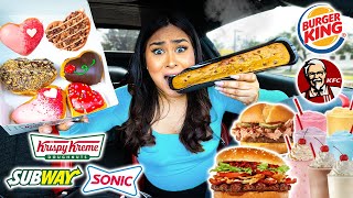 Eating The NEWEST Fast Food Items For 24 Hours FOOD CHALLENGE [upl. by Etnovad]