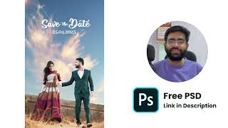 Save the Date Image Editing in Photoshop  Free PSD [upl. by Lorsung]