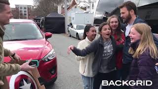 Chris Evans with fans on the set of Defending Jacob in Natick Massachusetts April 10 2019 [upl. by Je575]