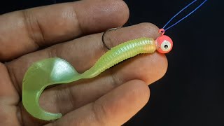 How to tie a jig head and attach a soft lure correctly fishing knot [upl. by Christina]