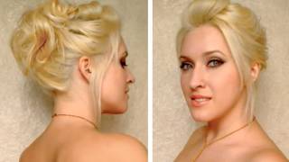 Easy party updo for medium long layered hair tutorial Cute everyday hairstyle for a night out [upl. by Mandle]