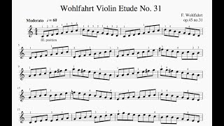 Wohlfahrt Violin Etude Op 45 No 31 Accompaniment Backing Track Practice Sheet Music [upl. by Divadnhoj]