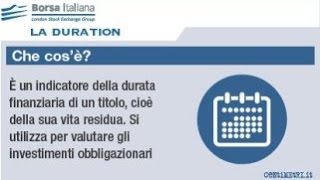 LA DURATION  e lindicatore della durata finanziaria di un titolo [upl. by Silletram]