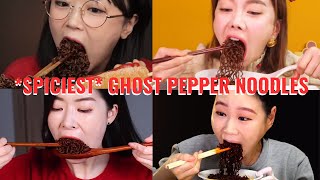 SPICIEST Ghost Chilli Pepper 🔥 Noodles Challenge  Korean ASMR Mukbang Eating Compilation [upl. by Razatlab]