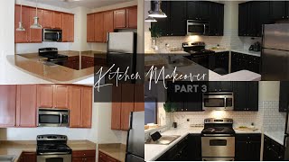 DIY Black Kitchen Cabinets NO PAINT  Rental friendly kitchen makeover Pt 3 [upl. by Wagstaff]