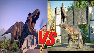 jurassic world evolution 2 indoraptor vs tyrannosaurus rex  dinosaurs battle  55 [upl. by Maxfield206]