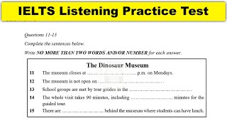 The Dinosaur Museum IELTS Listening Practice Test With Answers  Summer Music Festival Booking Form [upl. by Alvarez694]