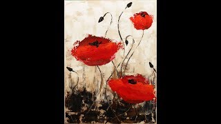 Impressionist Poppies Step by Step Acrylic Painting on Canvas for Beginners [upl. by Dnomad]