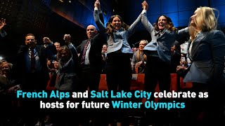 French Alps and Salt Lake City celebrate as hosts for future Winter Olympics [upl. by Aihsyt]